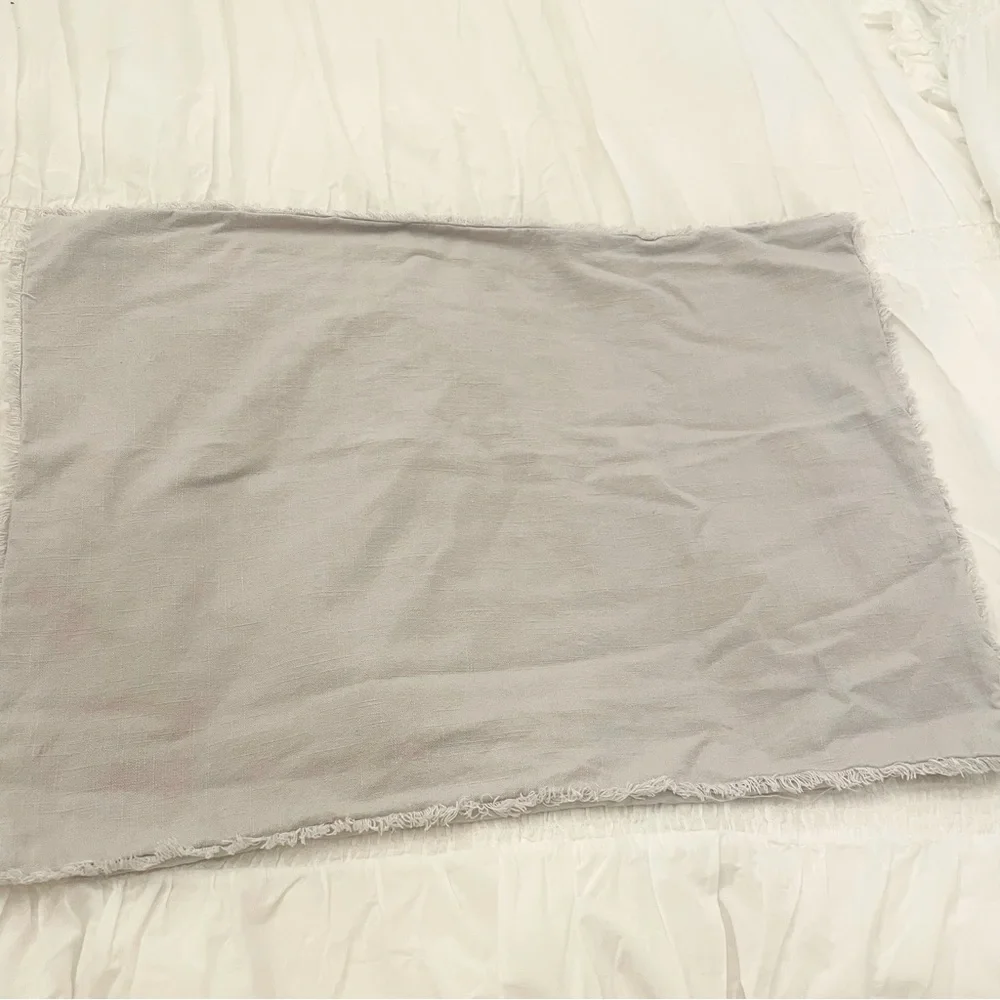 Casaluna Standard Size Pillow Sham Heavyweight Linen Blend Raw Edge Gray